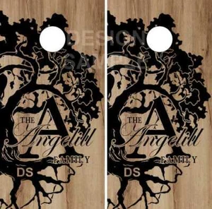 Calcomanía de calcomanía de calcomanía para envolver bolsa Cornhole laminada árbol genealógico de madera  - Imagen 1 de 1