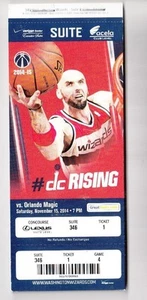 2014 WASHINGTON WIZARDS VS ORLANDO MAGIC SUITE TICKET STUB 11/15 MARCIN GORTAT - Picture 1 of 1
