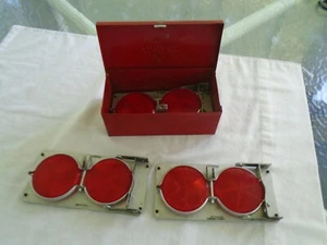 Anthes Set Of 3 X 2 Red Pairs Of Emergency Reflectors In Red Metal Box Unused - Picture 1 of 5