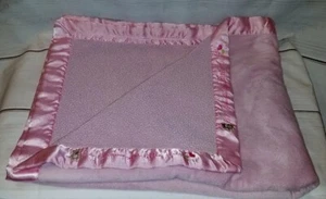 Carters Baby Blanket Sherpa Satin Trim Thank Heaven For Little Girls Bear Heart - Picture 1 of 12