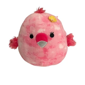 Peluche Squishmallow Biscotto il fenicottero 8" rosa con fiore - Foto 1 di 7