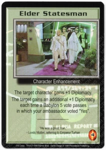 Babylon 5 CCG Psi-Corps Promo Card Elder Statesman M/NM Mint/Near Mint - Picture 1 of 2