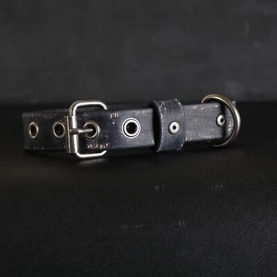 Старый кожаный ошейник для собаки. Ширина 1 дюйм. ЧЕРНЫЙ - Изображение 1 из 4