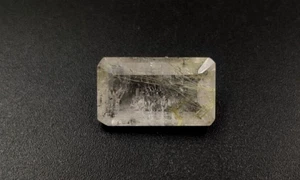 6.7 Ct Natural Rutilated Quartz Faceted Cut Emerald Gemstone 15.3X9X6mm W139 - Picture 1 of 6