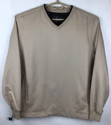 Chaqueta de golf Tehama para hombre suéter cuello en V mediana M beige poli LS cortavientos usada en excelente estado Foto 1 de 4