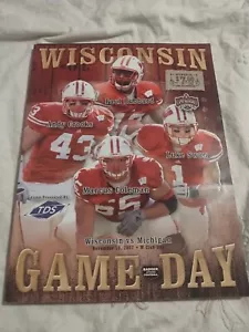 Programa de juegos de fútbol americano Wisconsin Badgers 10 de noviembre de 2007 V.s Michigan en muy buen estado - Imagen 1 de 3