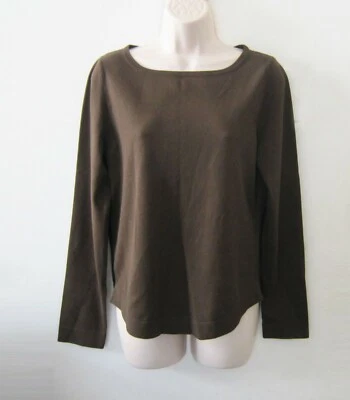 NUEVO CON ETIQUETAS ANN TAYLOR Mujer Manga Larga Marrón Oscuro Cuello Barco Suéter Talla L/Grande Foto 1 de 4