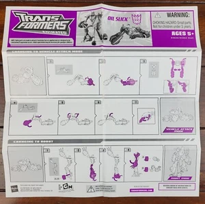 Transformers Animated Oil Slick Instruction Sheet Hasbro 2008 - Picture 1 of 1