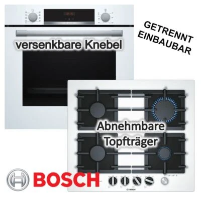 Gasherd HERDSET weiß BOSCH Backofen Einbauherd + Gaskochfeld Einhandzündung 60cm - Bild 1 von 4