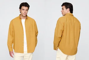 NWT Gap $59.95 Men's Oxford Big Shirt, Oversized, HONEY, Sz M - Picture 1 of 4