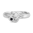 Love Knot 0.02 Ctw Black Spinel 925 Sterling Silver Commitment Ring