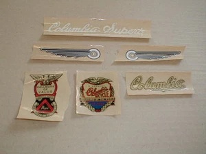 Prewar Columbia Bicycle Bike Decal Set Mint Unused  - Picture 1 of 1