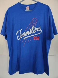Teamsters Local 952 Dodgers Logo Shirt Blue Mens XL Orange County Union Made USA - Picture 1 of 3