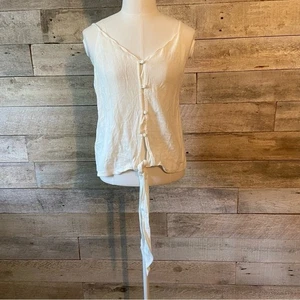 BNWT  Miami white coloured button up cropped tied tank top in size medium - Picture 1 of 8