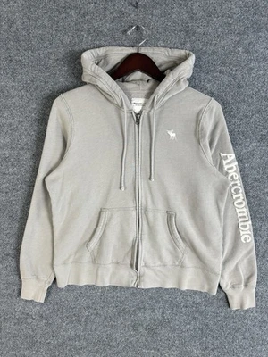 Abercrombie & Fitch Mujer’s Cremallera Completa Sudadera con Capucha Alce Grande Y2K Crema Sudadera Foto 1 de 4
