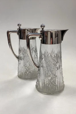 One pair of Hespe Glass Carafes with silver mounting - Image 1 of 4