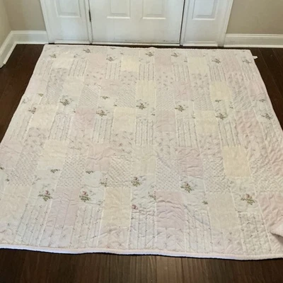 Винтажное викторианское бархатное хлопковое богемное потертое шикарное одеяло с розами в стиле королевы шениля - Изображение 1 из 3