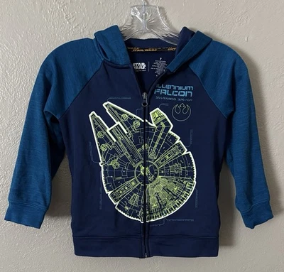 Star Wars Boys Zip Up Hoodie Sweatshirt, Blue, Size 7 - Image 1 of 4
