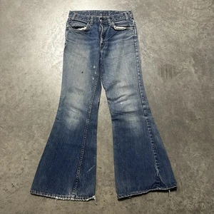 Vintage 70s Orange Tab Levis 684 Bell Bottom Denim Jeans Sz 28x30 Wide Bell Rare - Picture 1 of 13