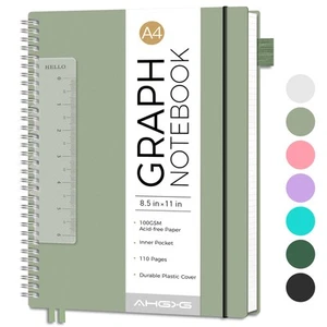 Graph Paper Notebook - Spiral Notebook 8.5" x 11", A4 Large Graph Notebook, 1... - Picture 1 of 8