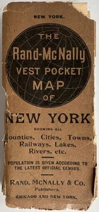 Rand McNally Vest Pocket Map of New York Showing all Counties, Cities, Towns, .. - Bild 1 von 2