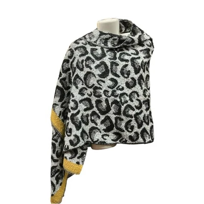 Collection Eighteen Women's B/W & Yellow Animal Print Pashmina Sweater Wrap OS - Image 1 of 4