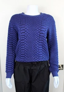 SANDRO Paris Women's Sz 1 / S Blue Python Textured Knit Sweatshirt Sweater - Bild 1 von 13