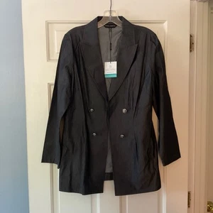 Ming Wang Tailored Fit Blazer Jacke Grau Einzel Haken und Ösen Schließen Gr. M Neu mit Etikett - Bild 1 von 10