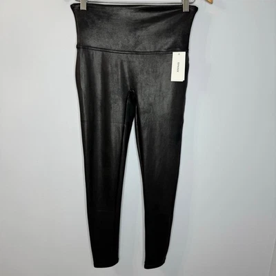 Spanx Faux Leather High Rise Leggings Black Stretch Women's L Petite New  - Image 1 of 4