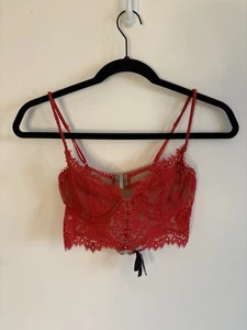 For Love & Lemons Victoria Secret Red Lace Corset Bra Size XS - Picture 1 of 4