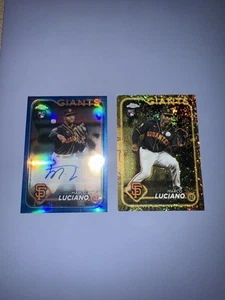 Marco Luciano Rookie Auto 2024 Topps Chrome Blue Refractor/ Gilded Gold (2 Cards - Picture 1 of 4