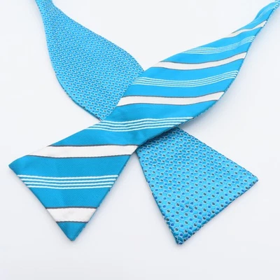 Pajarita Stafford Azul Blanco Rayas 2" Ancho Auto Corbata Seda Dos Caras Foto 1 de 4