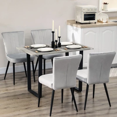 HOMCOM Esszimmerstuhl, 4er-Set Küchenstühle, Essstuhl mit Rückenlehne, Samtoptik - Bild 1 von 4