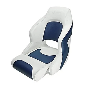Captain Bucket Seat Boat Seat,Filp Up Boat Seat (SC1-White/Blue) - Picture 1 of 8
