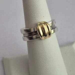 Tiffany Ring Sterlingsilber 18 Karat gerillt 7 mm breit Größe 7  - Bild 1 von 9