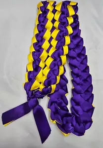 Graduation Ribbon Lei with Pin 2025 - Purple & Yellow 22" inches - Picture 1 of 2