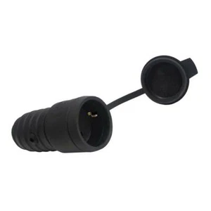 Hermetische Feuchtraum Schutzkontakt Steckdose für Kabel IP44 schwarz Gummi - Bild 1 von 2