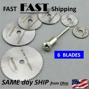 6x Cutting Discs Mandrel HSS Rotary Circular Saw Blades Tool Cutoff Accessory - Picture 1 of 5