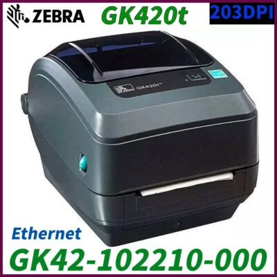 Zebra GK420T Thermal Ethernet LAN Network 203dpi Label Printer GK42-102210-000 - Image 1 of 4