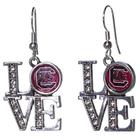 South Carolina Gamecocks Love  rhinestone bling earrings Cover