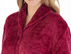 Slenderella Ladies Embossed Flannel Fleece Dressing Gown Button Housecoat Robe