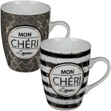2er-Set Porzellan Kaffee-Becher Kaffeebecher Coffee Mug "Mon Cheri" ca. 10x8 cm