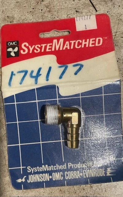 1  NOS OMC Evinrude Johnson outboard 90 DEGREE ELBOW 174177 - Image 1 of 1
