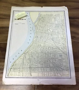 Antique City Map Of Memphis Tennessee Goldthwaite's Geographical 1891 - Picture 1 of 10