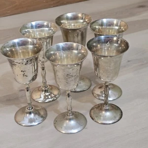 Vintage versilbert EPNS 6" groß Gold Weingläser 6er Set Indien hergestellt Kelch - Bild 1 von 11