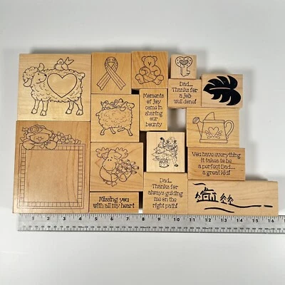 Lote de sellos de goma de madera Darcie's, Alias Smith & Rowe, etc. Álbum de recortes de 16 estampillas Foto 1 de 4