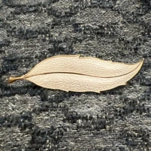 Vintage Norway Sterling Enamel White Leaf Brooch Pin FJ Finn Jensen - Picture 1 of 15