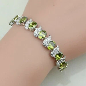 PULSERA CON ZIRCONITAS COLOR VERDE OLIVA. - Bild 1 von 1