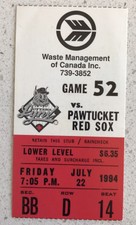 1994  JUL 22 Friday 7:05 PM Ottawa Lynx vs Pawtucket Red Sox  SEC 22 R-D SEAT-14