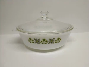 Cazuela vintage Anchor Hocking prado flores verdes 437 11/2 cuartos y tapa Pyrex - Imagen 1 de 6